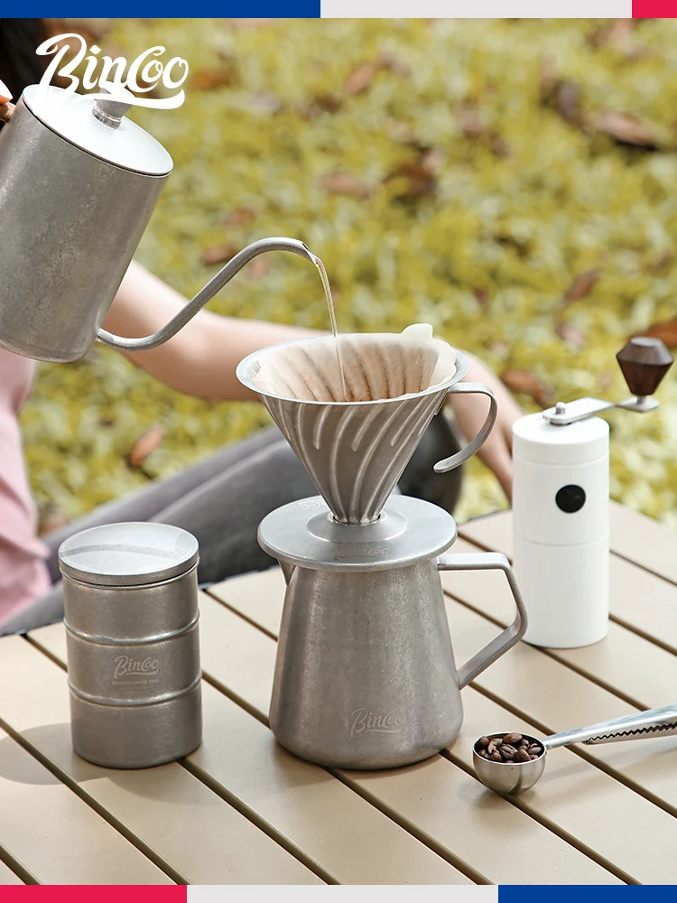 Outdoor hand brew coffee maker Camping coffee equipment Coffee filter cup Stainless steel portable hand brew set