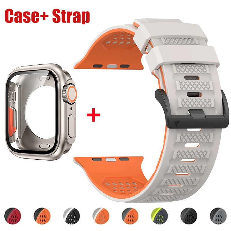 Silikonarmband+Hülle für Apple Watch Ultra 3 2 1 49mm Series11 10 46mm Sportarmband-Hülle für iWatch Series9 8 7 6 5 45mm 44mm