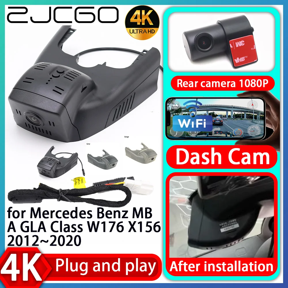 ZJCGO UHD 4K 2160P Plug and Play DVR Dash Cam Video Recorder for Mercedes Benz MB A GLA Class W176 X156 2012~2020