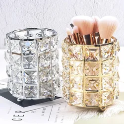 Crystal Makeup Brush Eyebrow Pencil Storage Tube Jewelry Storage Container Metal Storage Box European Style Cosmetic Organizer