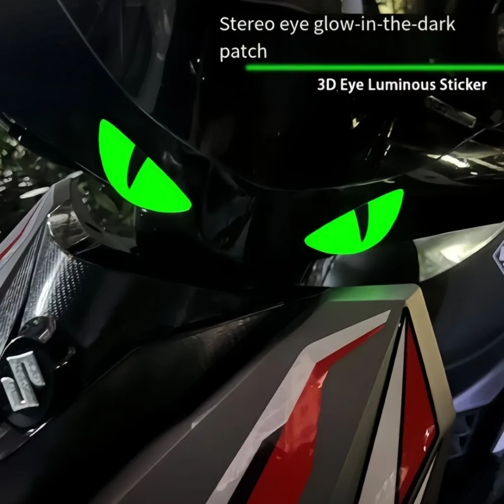 3D Luminous Demon Eye Sticker Drip Glue Motorcycle Electric Vehicle Headlight Reflective Stickers for Night Safety Driving Decal