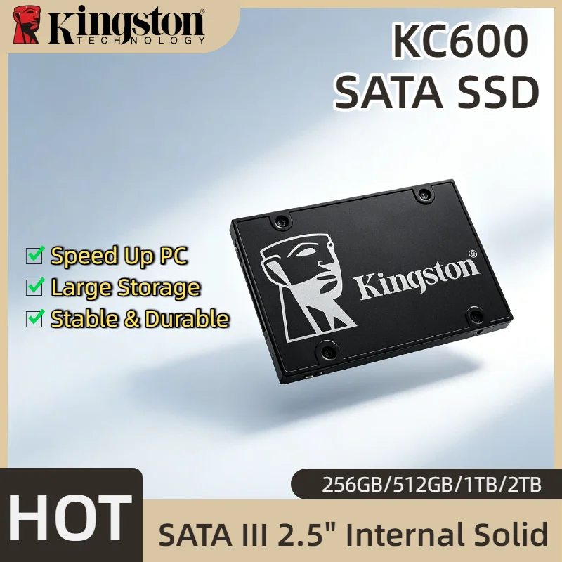 SATA3 2.5 Inch Kingston KC600 SSD 1TB 256GB 512GB 2TB Internal Solid State Drive PC Hard Disk HD SSD 1024GB Laptop Desktop
