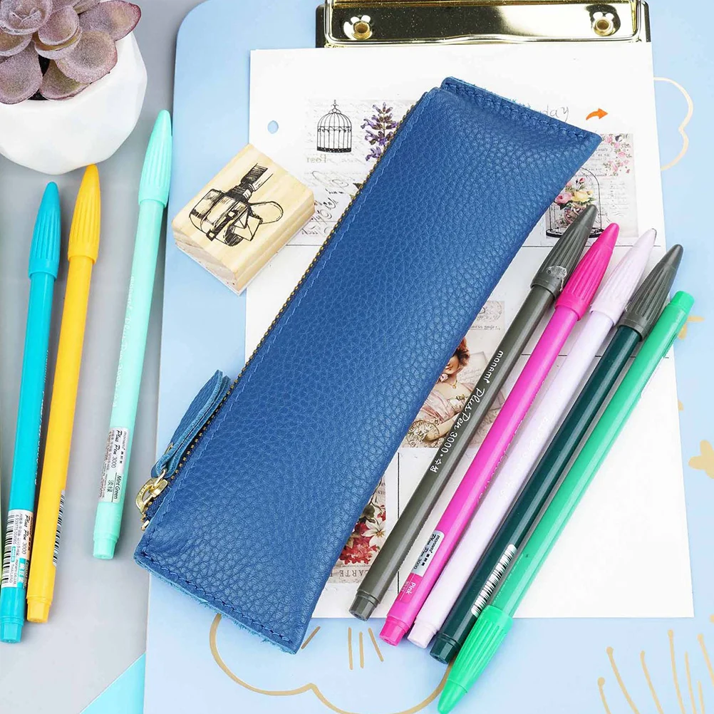 

Vintage Pen Bag Blue Creative Holder for Birthday Anniversary Christmas Father's Day Gifts Easy Insert Remove Pouch Home