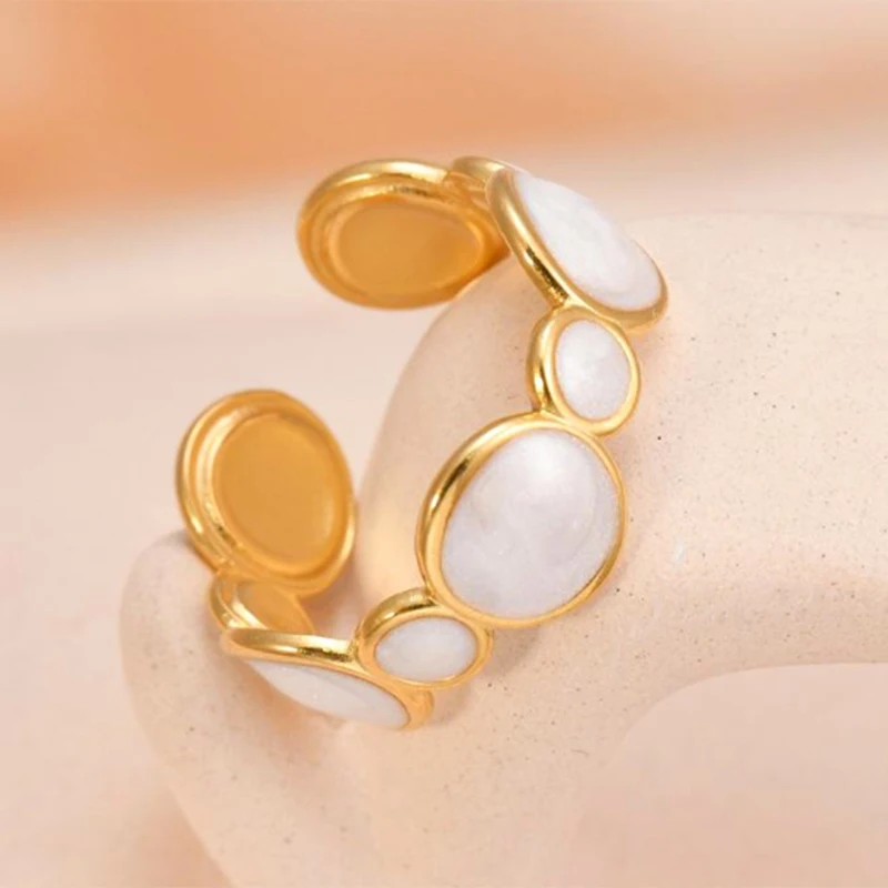 Women's Retro Gold Color Double Oil Drip Open Ring, Adjustable