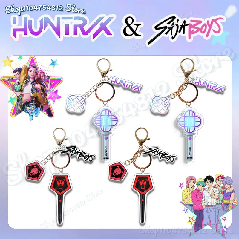 

NEW Anime Movie KPop Demon Hunters HUNTR/X Cosplay Keychain Acrylic Light Stick Pendant Keyring Phone Chain Bag Accessories Gift