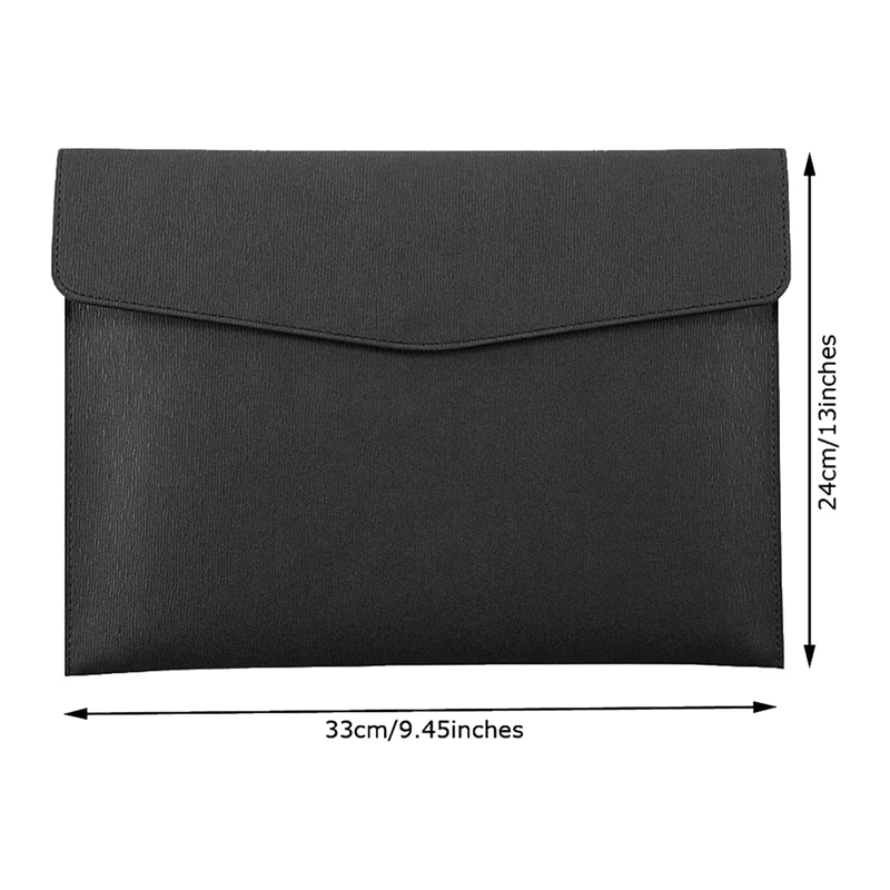 2X PU Leather A4 File Folder Document Holder Waterproof Portfolio Envelope Folder Case With Snap Closure(Black)