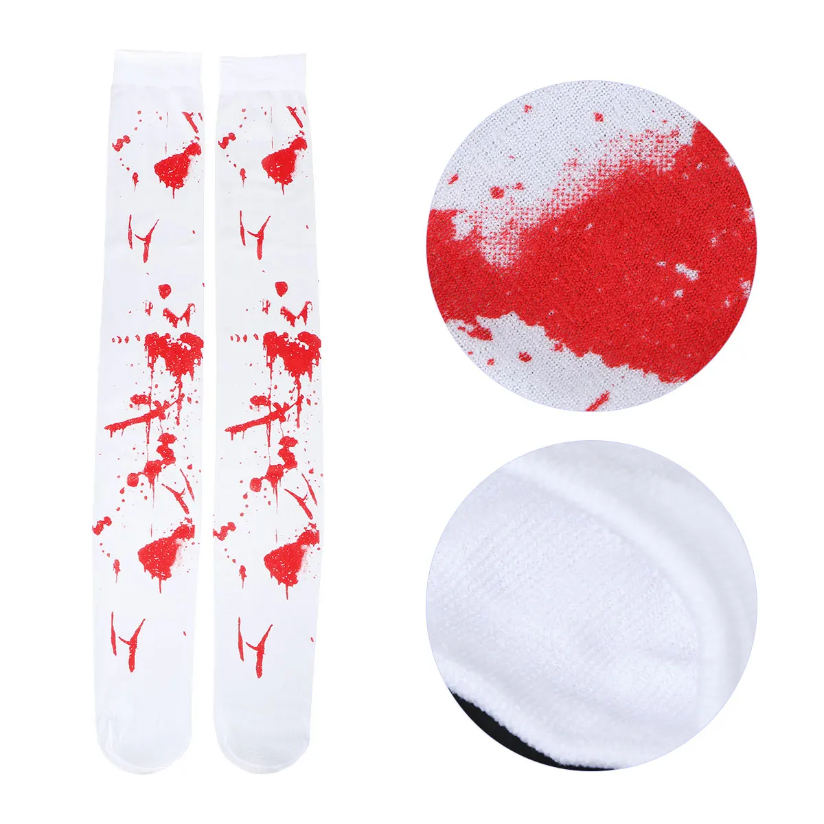 1Pair Over-Knee Socks Horror Patterned Long Socks for Women Girls Everyday Wear Comfortable Stretchy Fit Festival Party Costume