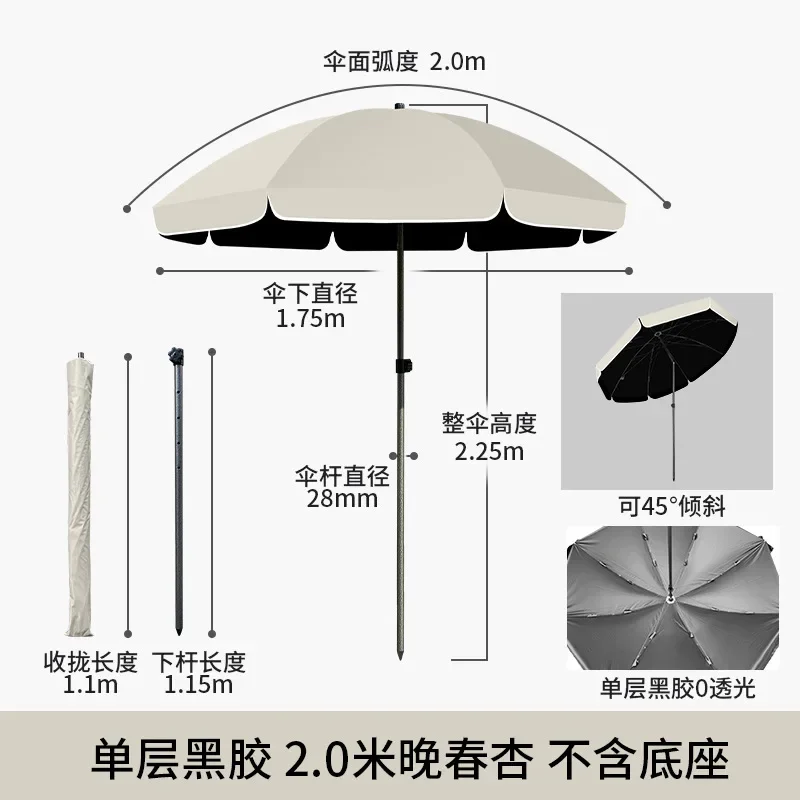 Sombrilla grande de patio – Inclinable con protección solar negra - imagen 4