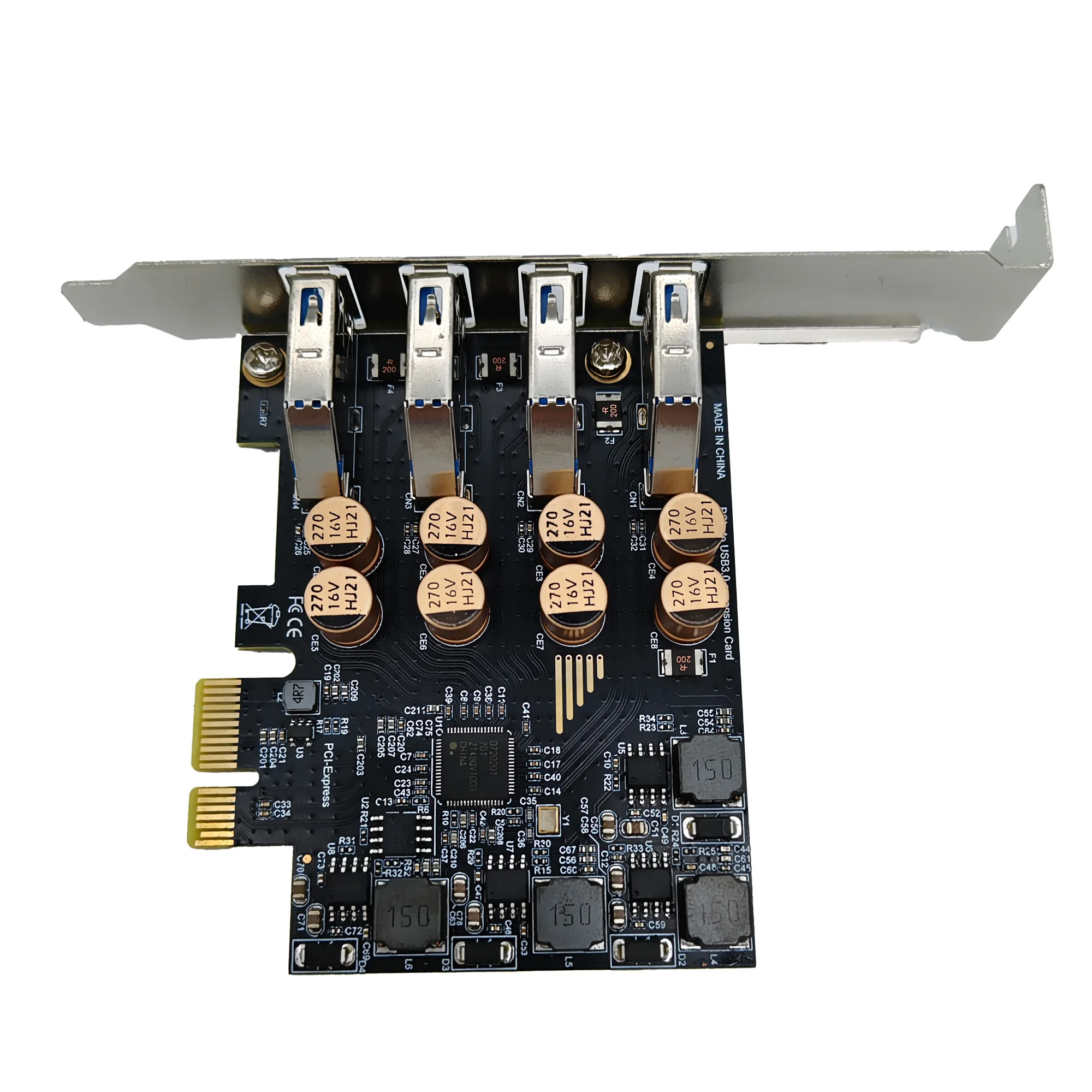 

Скидка PCIe на 4 порта USB-A 4-контактный блок питания 5 Гбит/с PCI Express Карта расширения USB 3.2GEN1 Адаптер контроллера Настольный ПК