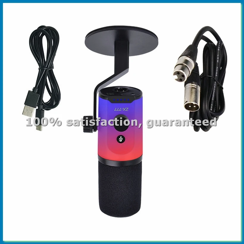 

USB/XLR RGB динамический микрофон для подкастинга, записи, игр, прямых трансляций, динамический микрофон XLR/USB с кабелем XLR-A56M