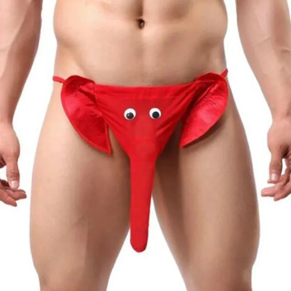 Mens Elephant Thongs Elephant Nose Men\'s Bikini Underwear Low Rise G-string Solid T-back Briefs Pouch Panties Funny Underpants