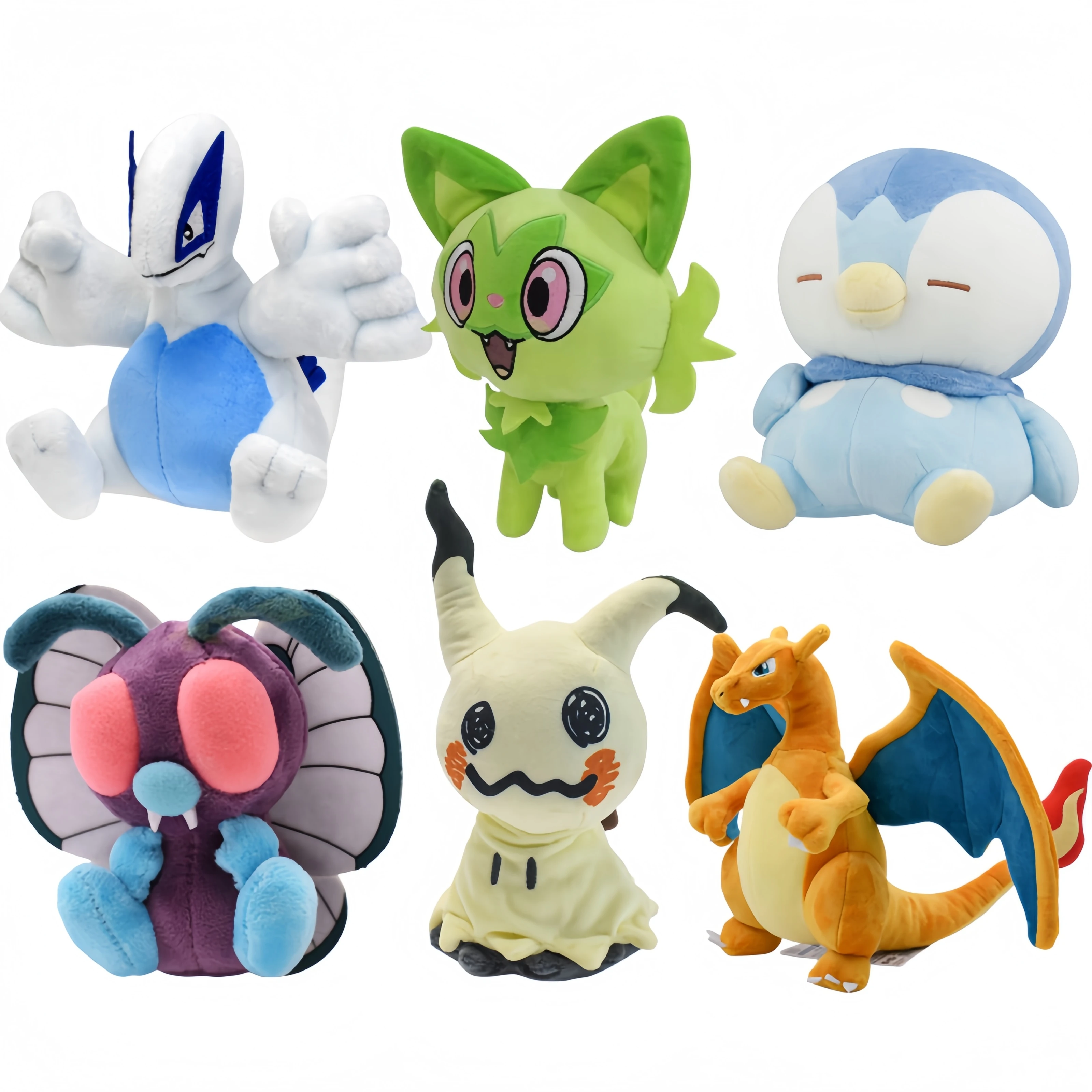 

Pokemon Plush Shiny Charizard Mimikyu Lugia Sprigatito Butterfree Piplup Cubone Caterpie Mew Doll Soft Stuffed Toys Xmas Gift