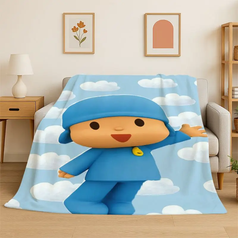Cute P-Pocoyo Elly Pato Cartoon Soft Flannel Throw Blanket,Cozy Blanket for Bed,Couch,Sofa,Bedroom,Living Room,Travel,Picnic