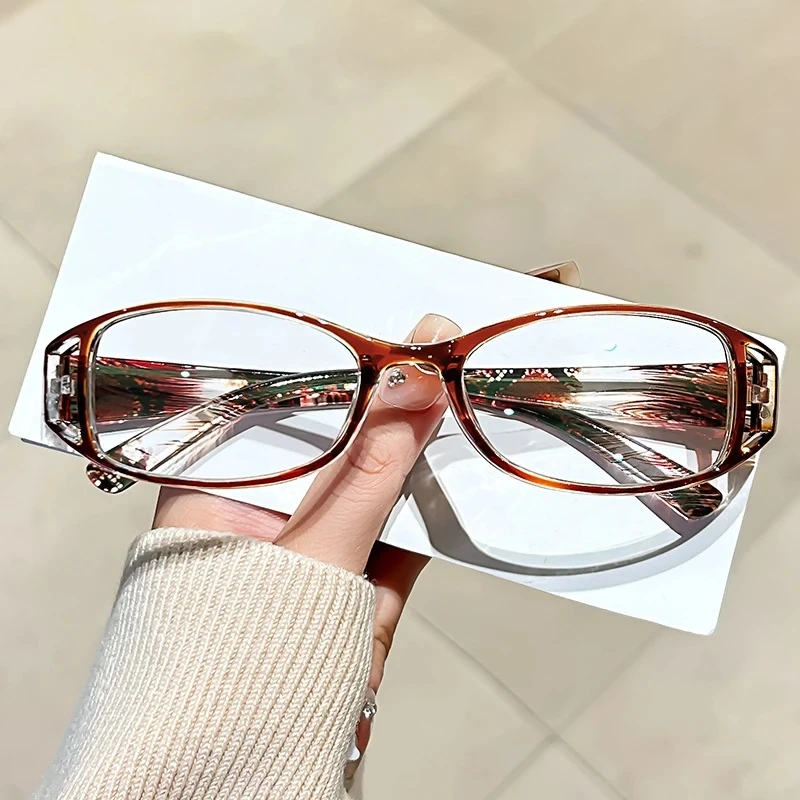 Frauen Quadratischen Rahmen Lesebrille Einzigartige Muster Presbyopie Brillen Für Dame Mode Lässig Anti Blau Licht Hyperopie Brillen