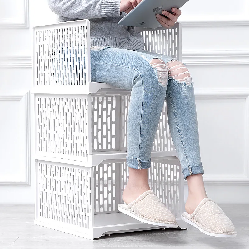 Wardrobe Storage Cabinet Organizer Drawer Clothes Closet Storage Box Layered Partitions Finishing Shelf Dormitory Storage