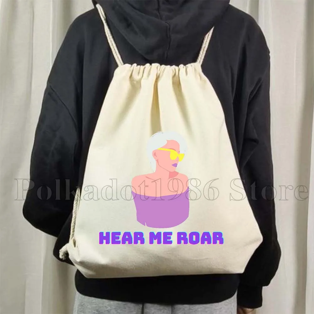 I Am Woman Music Artist Art Helen Reddy Gifts Canvas Drawstring Soccer Backpack Gym Sackpack String Bag for Hiking Sports Yoga
