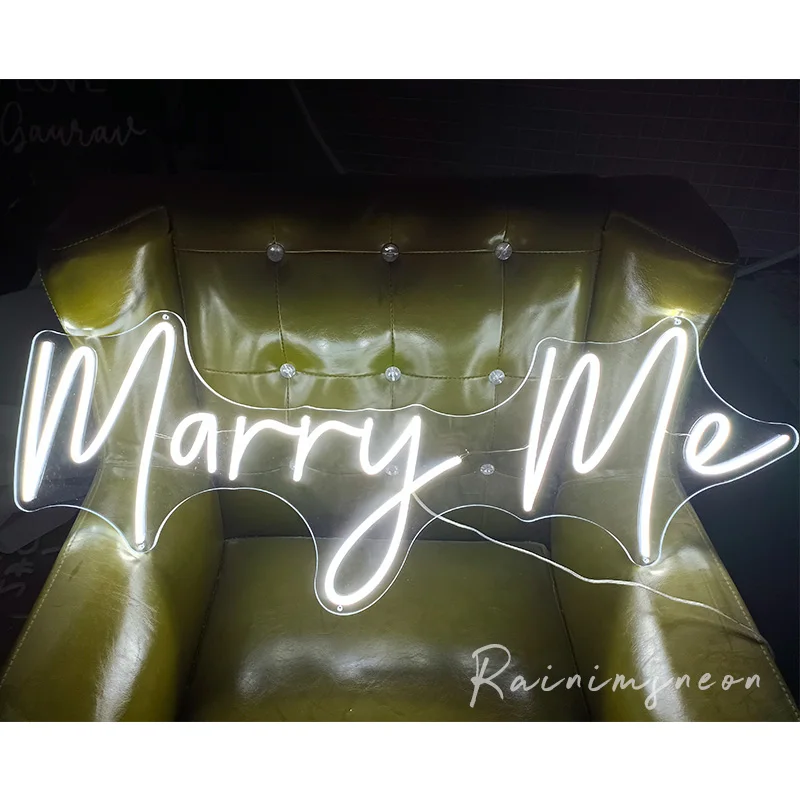 Custom Led Marry Me Flexible Neon Light Sign Wedding Decoration Bedroom Home Wall Decor Marriage Party Decorative