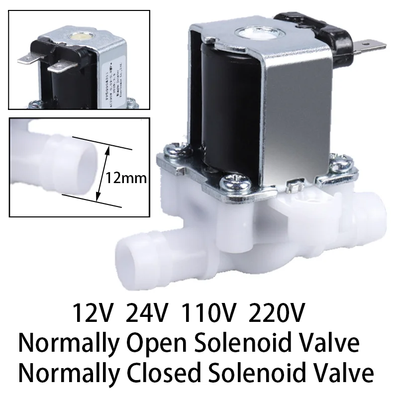 Dc 12V 24V 220V Plastic Electric Solenoid Valve Normally Closed Pressure Solenoid Valve Inlet Valve Inlet Flow Switch