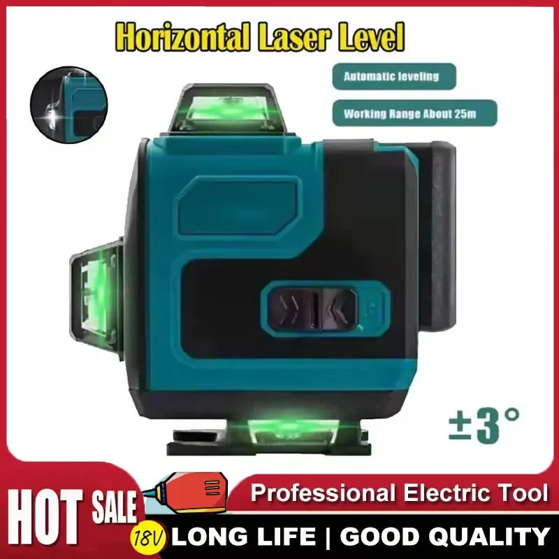 

Лазерный нивелир Fit Makita, 16 линий, 360°, горизонтальный и вертикальный, с зеленым лучом, высокоточный, настенный, портативный инструмент