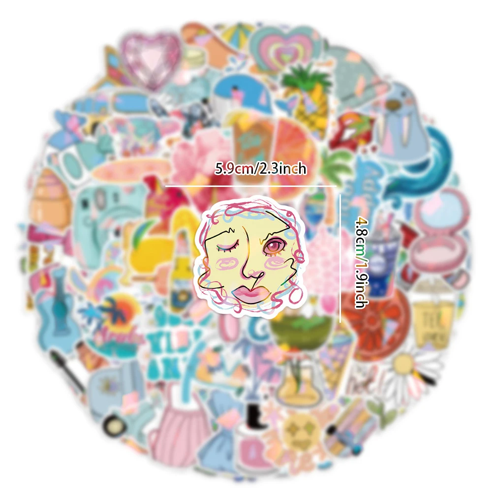 

10/50/100/200pcs Cute Cartoon Aesthetic Stickers INS Style Graffiti Decals DIY Helmet Guitar Stationery Sticker for Kid Toy Gift