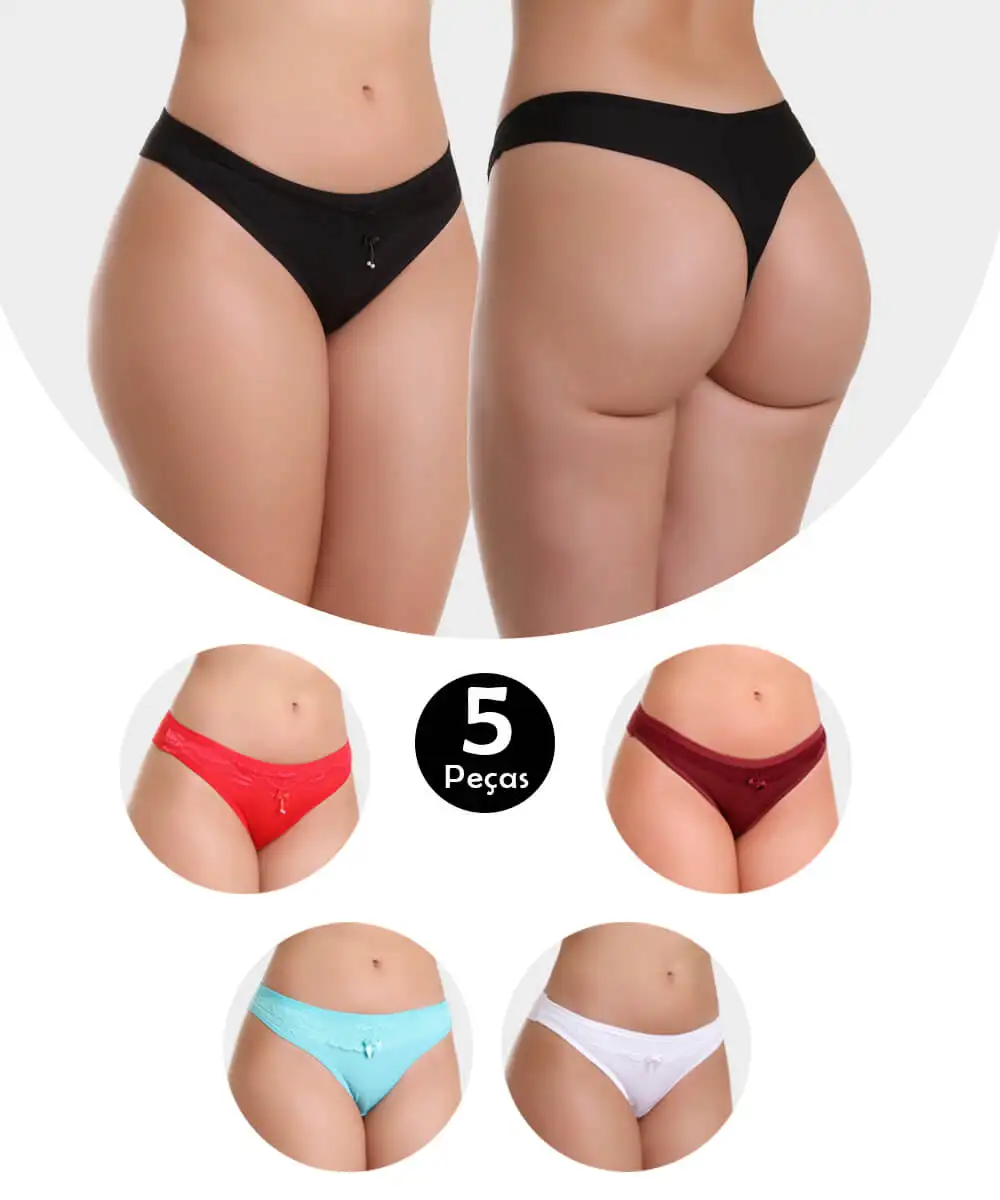 Kit 5 Panty IMI Lingerie Thong Double Thong Thong In Microfiber Sexy Sexy Underwear Comfort Thong