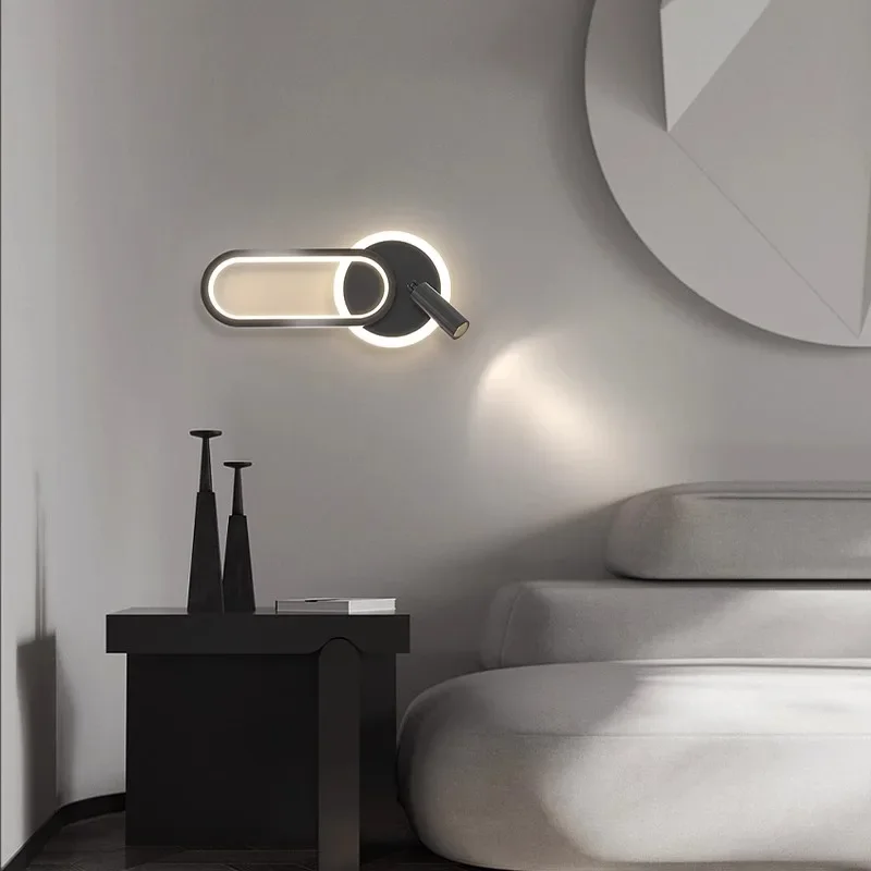 Bedside Lamp Modern Simple Creative Living Room Background Wall Stairwell Wall Lamp Nordic Network Red Corridor Wall Light