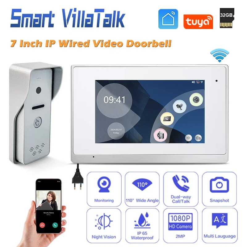 

High Quality Wholesale Viewing Angle 110º apartment intercom smart doorbell video door phone supplier for building night vision