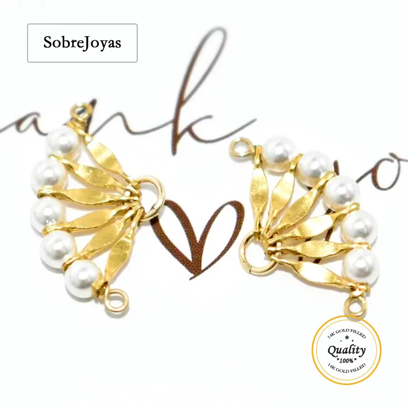 

Подвеска-шарм из 14-каратного золота с жемчугом, волнистая, устойчивая к потускнению, фурнитура для изготовления ожерелий