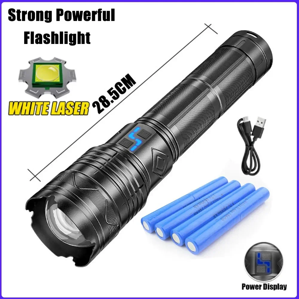 

Powerful Flashlight Super Bright LED Flashlight Type-C USB Rechargeable 24000mAh/11200mAh Laser Flashlight 100W Zoomable