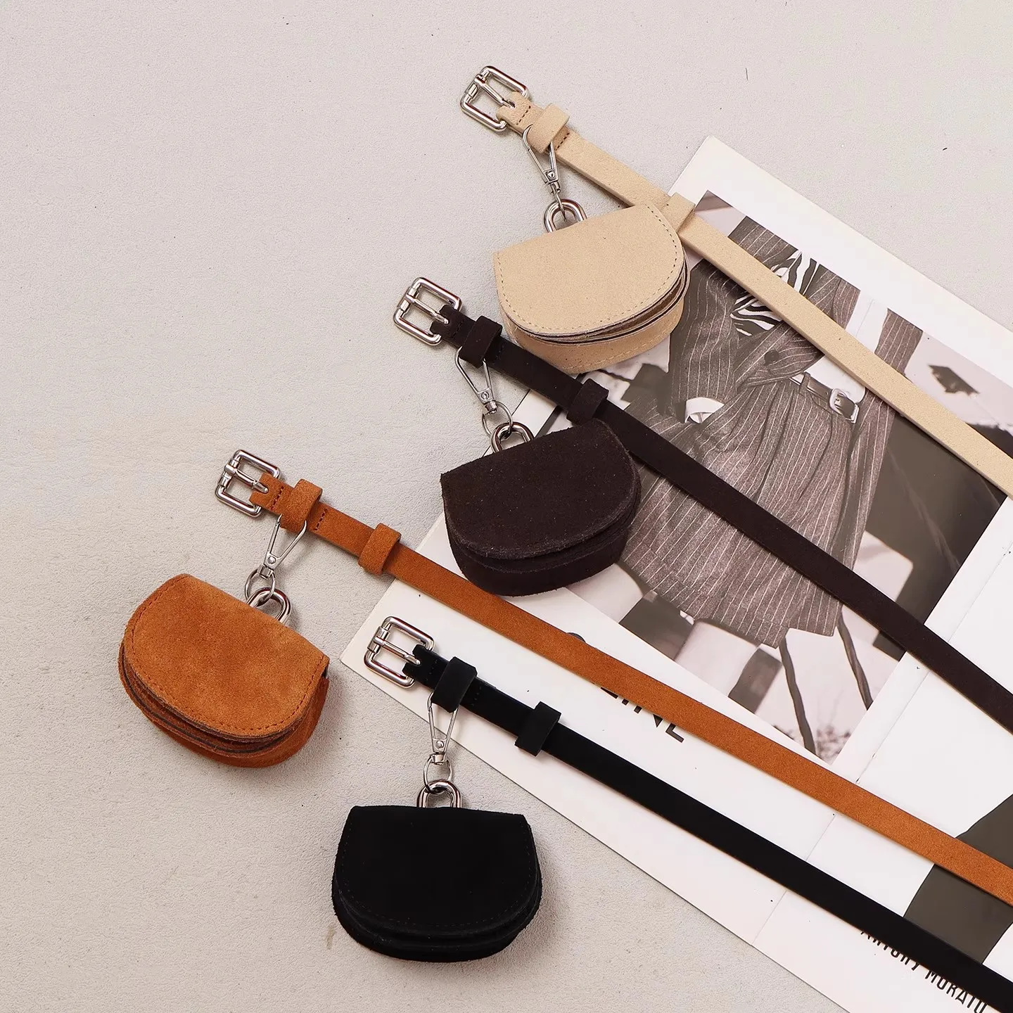 Faux Suede Bag Belt Women's PU Leather Cummerbunds Female Dress Corsets Waistband Belts Decoration Narrow Belt R3047