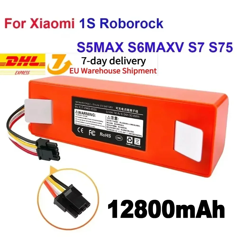 

100% NEW Battery For Xiaomi Roborock 14.4V 12800mAh Robotic Vacuum Cleaner Replacement S55 S60 S65 S50 S51 S5 MAX S6 Parts