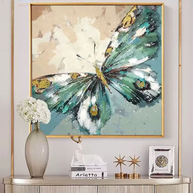 

Nordic Light Luxury High-end Butterfly Living Room Hanging Paintings Hand Painted Oil Painting Corridor Murals Sofa Background