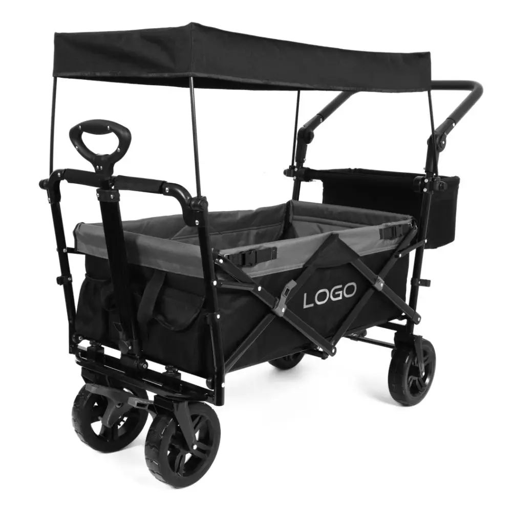 

Portable Folding Camping Cart Wagon For Kids Removable Canopy Outdoor Use