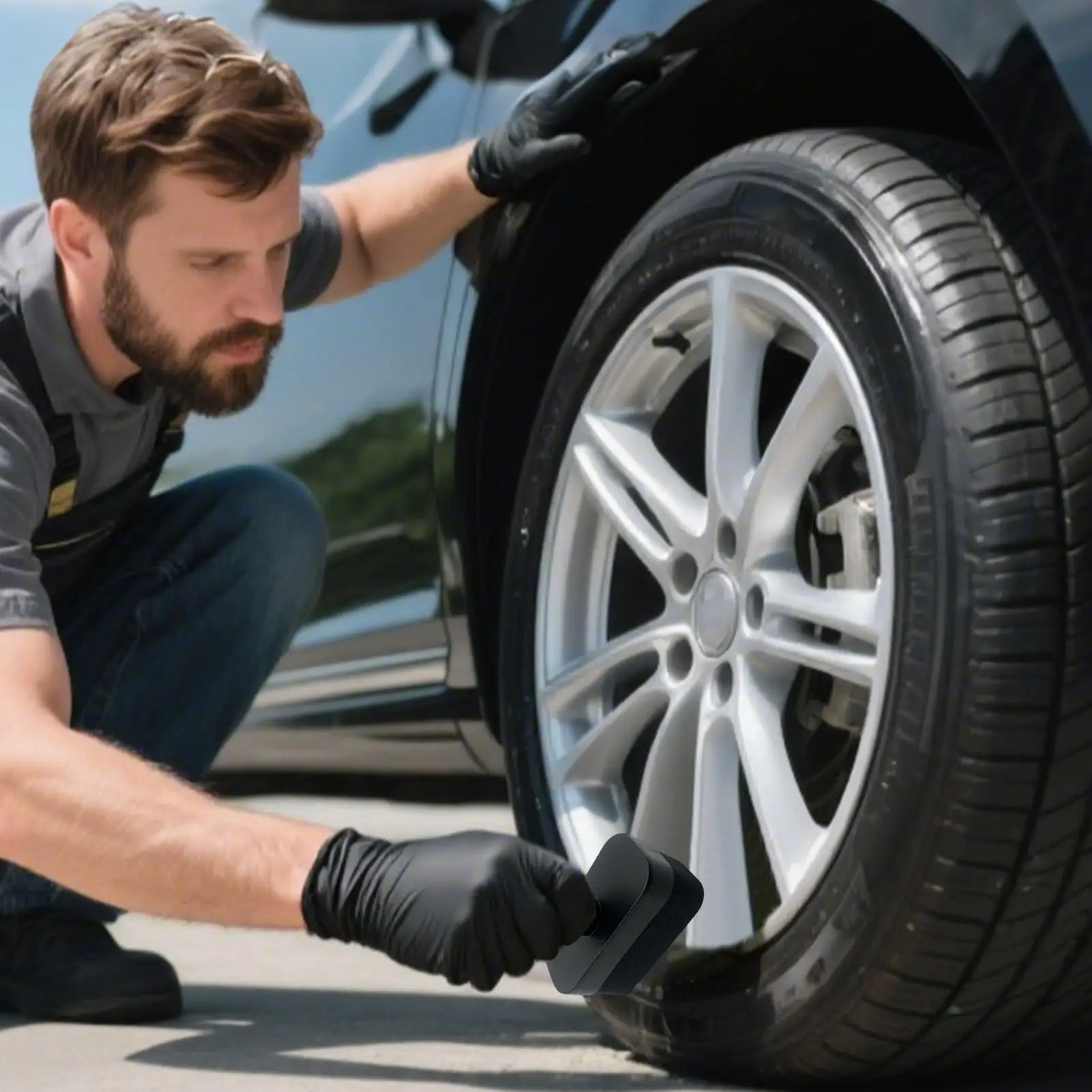 

Губка для полировки автомобильных шин высокой плотности, ручной аппликатор для блеска шин, инструмент для автоматической перевязки колес с нескользящей ручкой