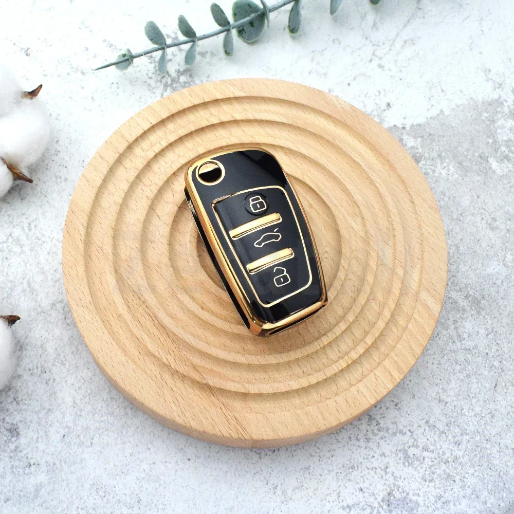 Funda plegable para llave de coche de TPU de 3 botones para Audi A3 8L 8P A4 B6 B7 B8 A6 C5 C6 4F RS3 Q3 Q7 TT 8L 8V S3 accesorios para llavero