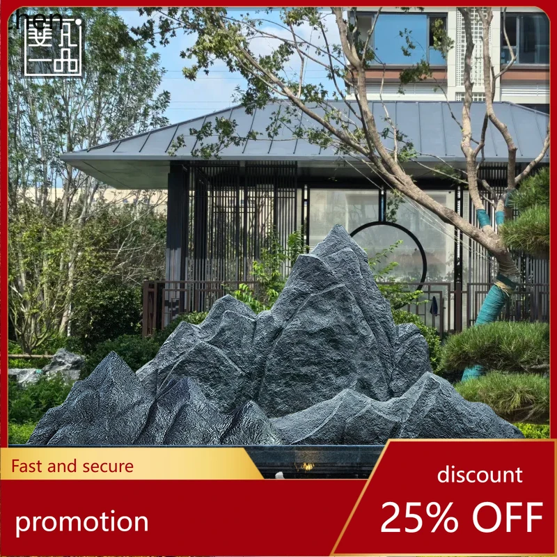 ZML Landscaping Fiberglass Simulated Mountain Community Park Pool Black Mountain Stone Sales Office Lawn Scenery