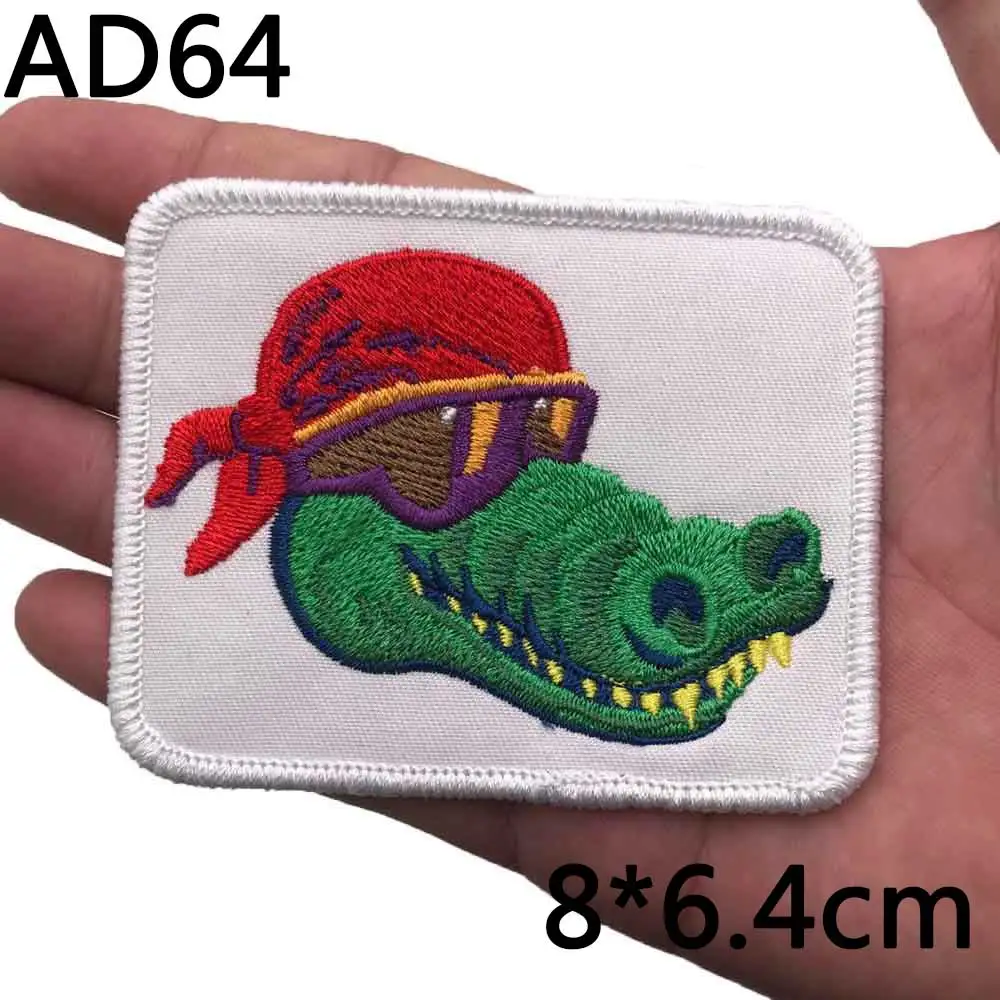 AD62-79 Wild Boar Embroidered Patches Hunter Badge with Hook Backing for Clothing Applique