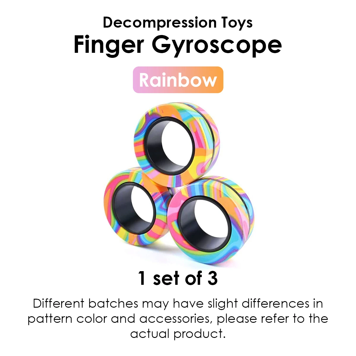 3 stuks magnetische ringen fidget speelgoedset volwassen fidget magneten spinner ringen fidget pack geweldig cadeau voor volwassenen tieners kinderen - afbeelding 1