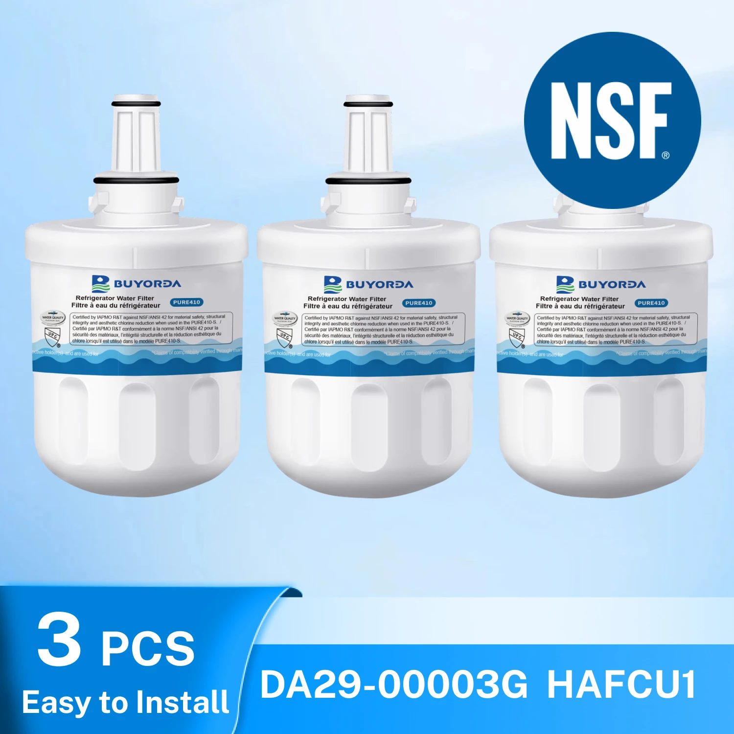 فلتر ماء ثلاجة DA29-00003G بديل متوافق مع for Samsung DA29-00003B DA29-00003A HAFCU1 WSS-1 WF289 WFC2201 FMS-1 عبوة 3 قطع