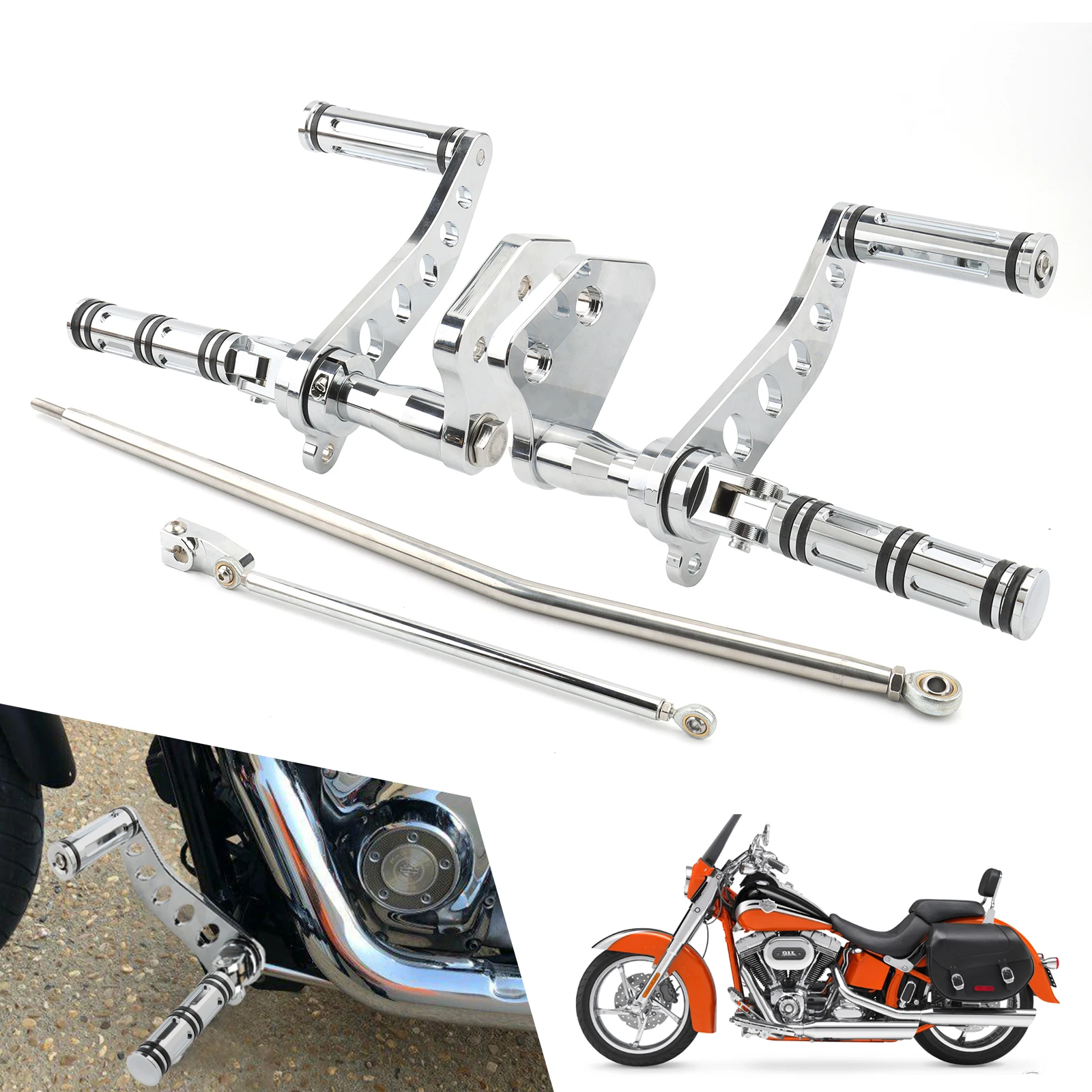 Chrome Forward Controls Foot Pegs Levers For Harley Dyna Street Bob 2006-2017 Low Rider 2000-2012 Super Glide 2000-2015 Aluminum