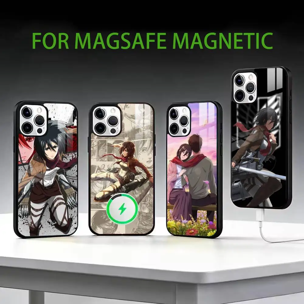 

A-Attack on T-Titan E-Eren Mikasas Phone Case For iPhone17,16,15,14,13,12,11 Plus,Pro Max Magnetic For Magsafe Wireless Charging