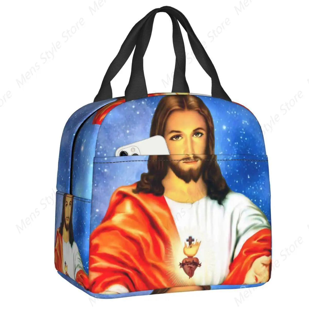 Sacred Heart Of Jesus Lunch Bag for Women Christian Catholic God Thermal Cooler Insulated Bento Box Outdoor Camping Picnic Bags