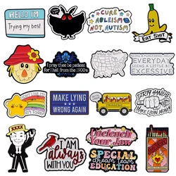 MAKE LYING Enamel Pins Funny Quotes Brooches Badge Quotation Lapel Pin Clothes Accessories Halloween Jewelry Birthday Gifts