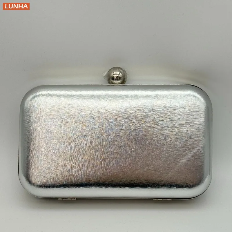Evening Bags Vintage Metallic Box Bag Gold Silver Luxury Clutch Dinner Bag Hard Case Crossbody Purse for Party Wedding Gathering view 3
