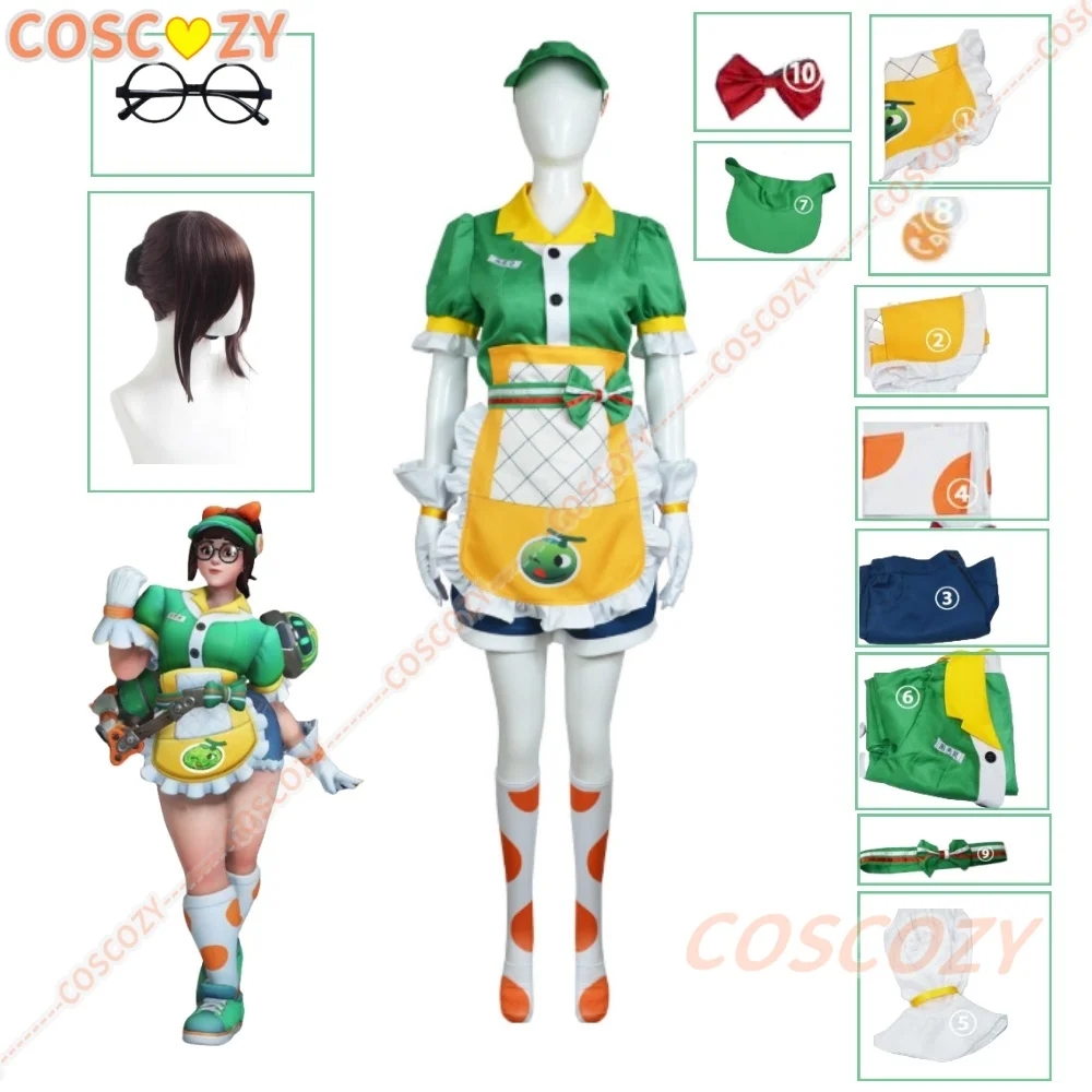 

OW Overwatch Mei Cosplay Costumes Wig Glasses Meiling Zhou Game Battle Clothes Halloween Carnival Outfit For Women Girls
