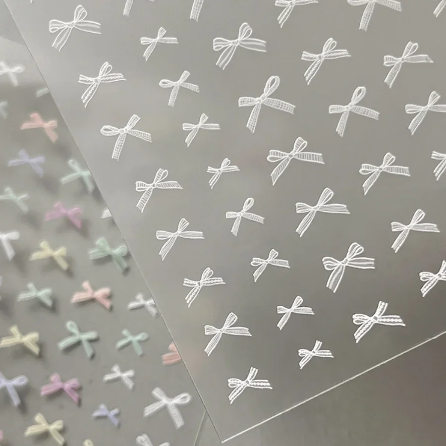 5D Relief Butterfly Nail Stickers Colorful Bow Ribbon Nail Decorations 3D Self-adhesive DIY Nail Sticker Supplies Accessory