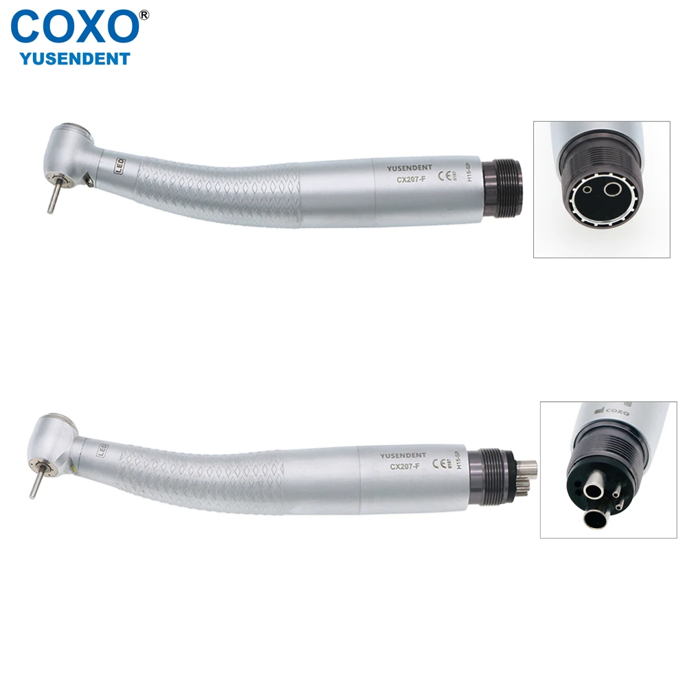 COXO Dental Handpiece High Speed Dentistry Turbine With Light Type E Generator Standard Head Push Button 2/4 Hole Fit NSK