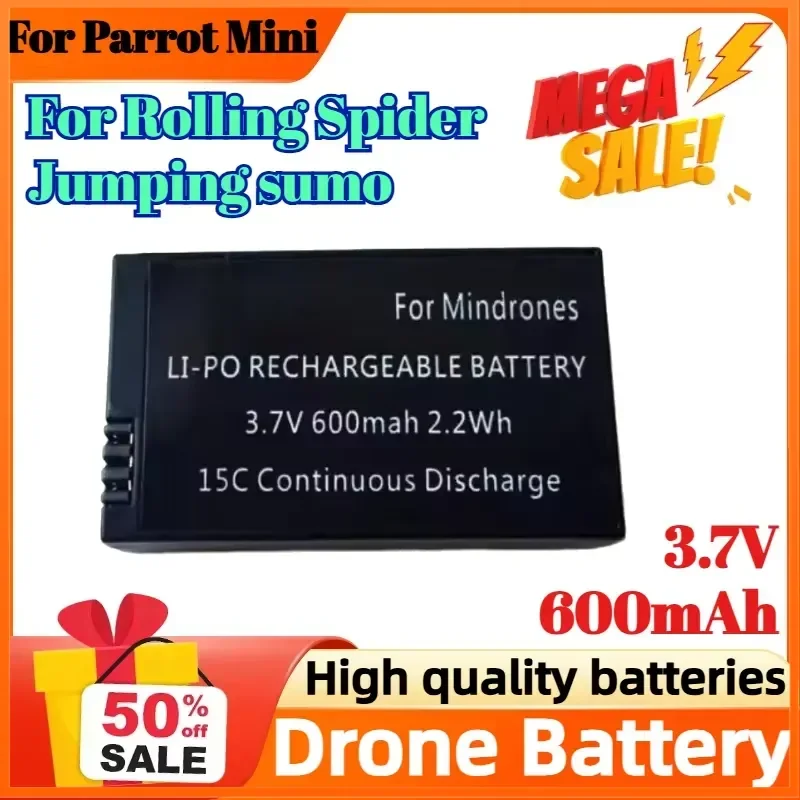 Batería de Repuesto Recargable de Lipo de 3.7V 600mAh 2.2Wh para Drones Parrot Mini, para Rolling Spider y Jumping Sumo