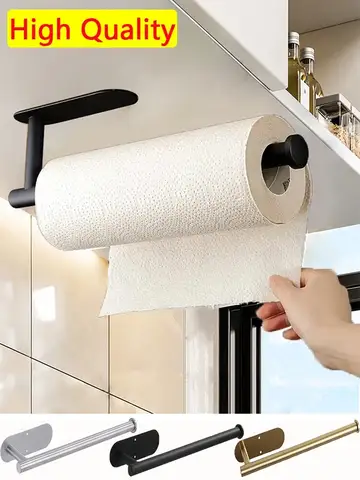 Kitchen Paper Towel Holder Adhesive Tissue Hanger Toilet Roll Paper Dispenser Cabinet Storage Napkin Rack Bathroom Accessories