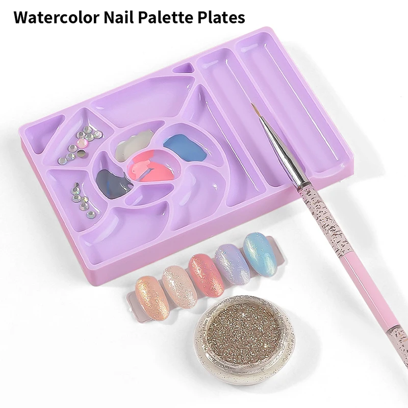 

Watercolor Nail Palette Plates Toning Grids Gel Nail Polish Painting Drawing Holder Manicure Painting Tools